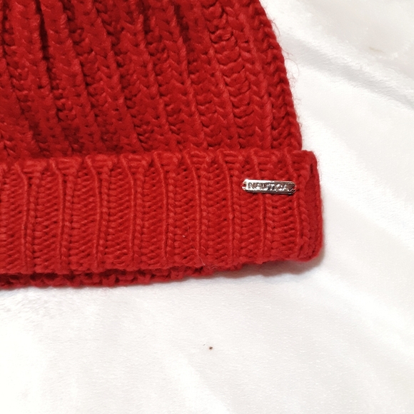Nwt Red Nautica Cable Knit Beanie Hat 